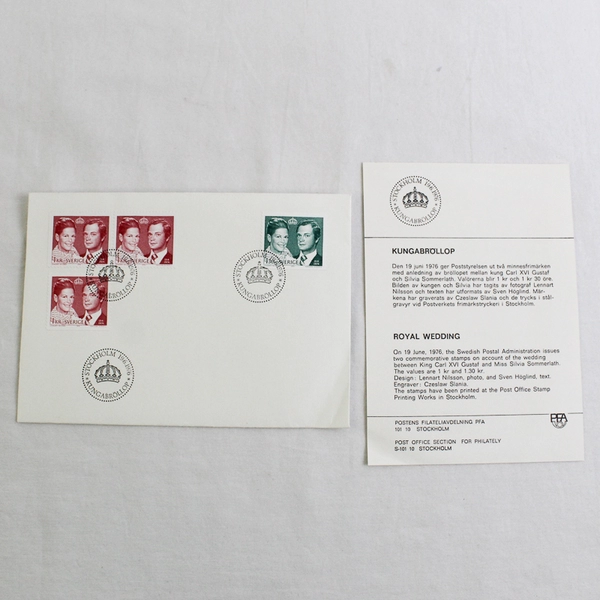 Sweden First Day Cover King Gustaf Royal Wedding 1976 FDC
