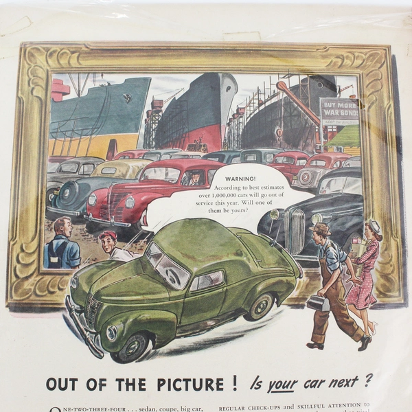 Vintage 1946 Print Ad Texaco Get Fall Check-Up Car Wearing Red Earmuffs 