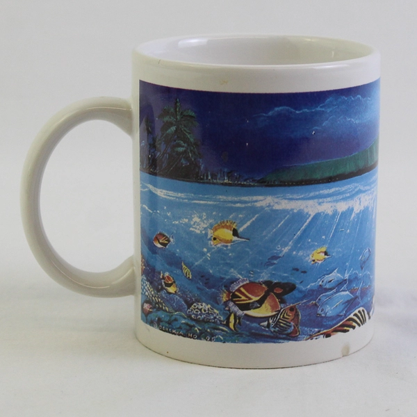 Unbranded Ocean Printed "Aloha From Hawaii" Ceramic Coffee Mug 4" Tall