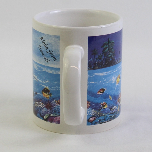 Unbranded Ocean Printed "Aloha From Hawaii" Ceramic Coffee Mug 4" Tall