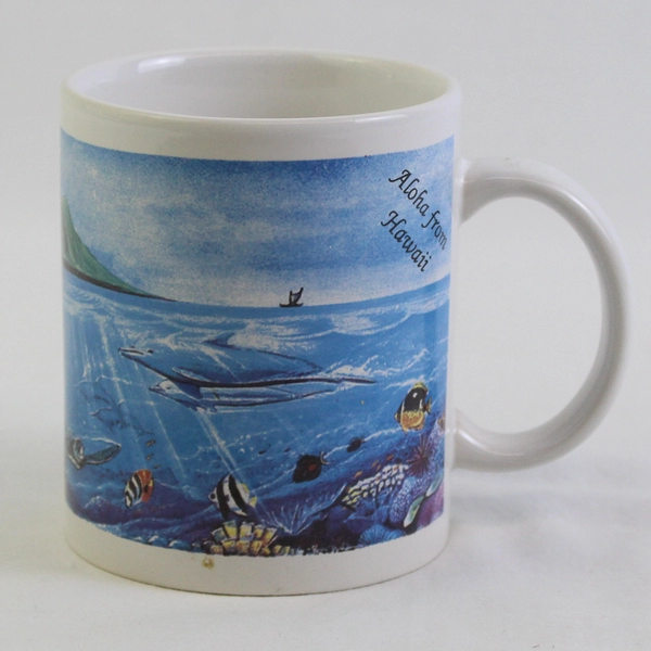 Unbranded Ocean Printed "Aloha From Hawaii" Ceramic Coffee Mug 4" Tall