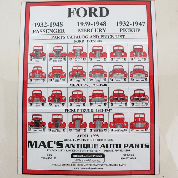 Vtg 1998 Mac's Antique Auto Parts 1932-1947 Ford Parts Catalog & Price List