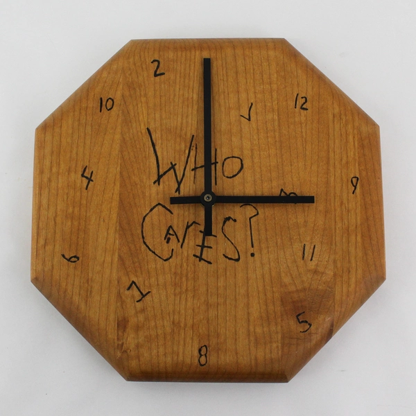 Taylormade Handmade  Wood Novelty Who Cares! Battery Operated Wall Clock