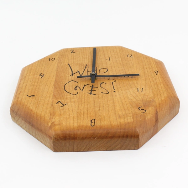 Taylormade Handmade  Wood Novelty Who Cares! Battery Operated Wall Clock