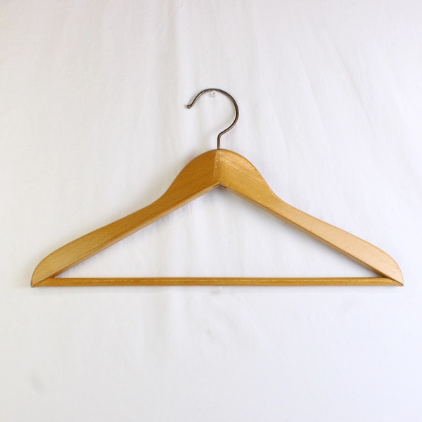 Lot of 5 Wooden Curved Clothes Hangers Coat Hangers With Metal Hook