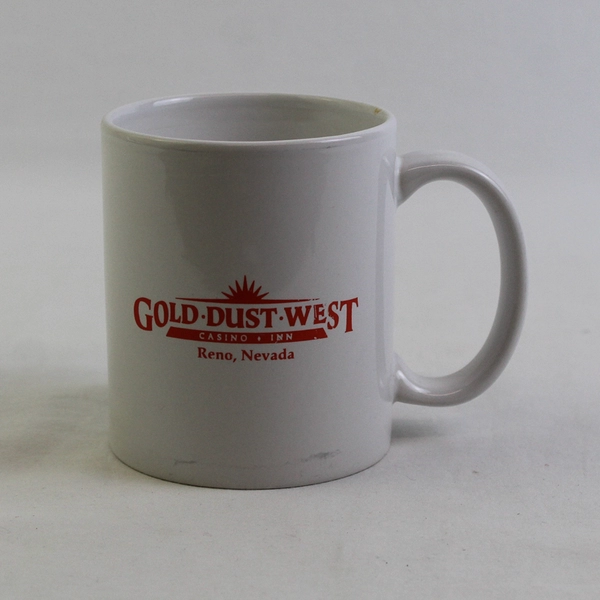Gold Dust West Casino Inn Reno, Nevada White Ceramic Mug With Handle 4" Tall