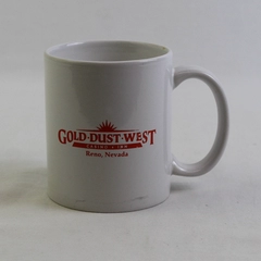 Gold Dust West Casino Inn Reno, Nevada White Ceramic Mug With Handle 4" Tall