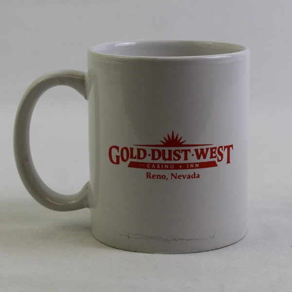 Gold Dust West Casino Inn Reno, Nevada White Ceramic Mug With Handle 4" Tall