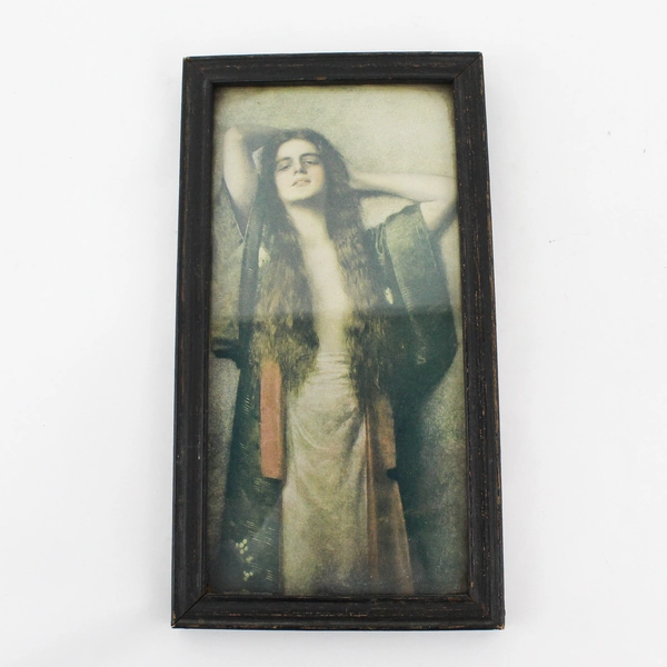 Framed Long Haired Woman Print 11" x 6"
