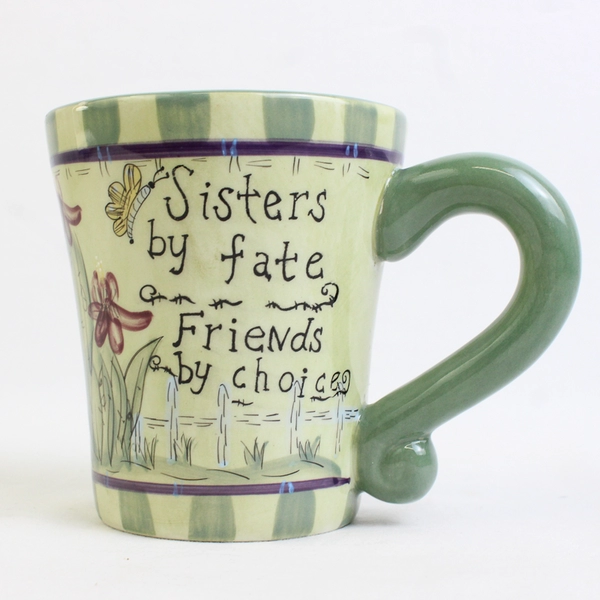 LTD Commodities "Sisters By Fate, Friends By Choice" Green Ceramic Mug 4" Tall