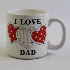 Unbranded I Love Dad Pillow Heart White Ceramic Large Mug With Handle 3.5" Tall