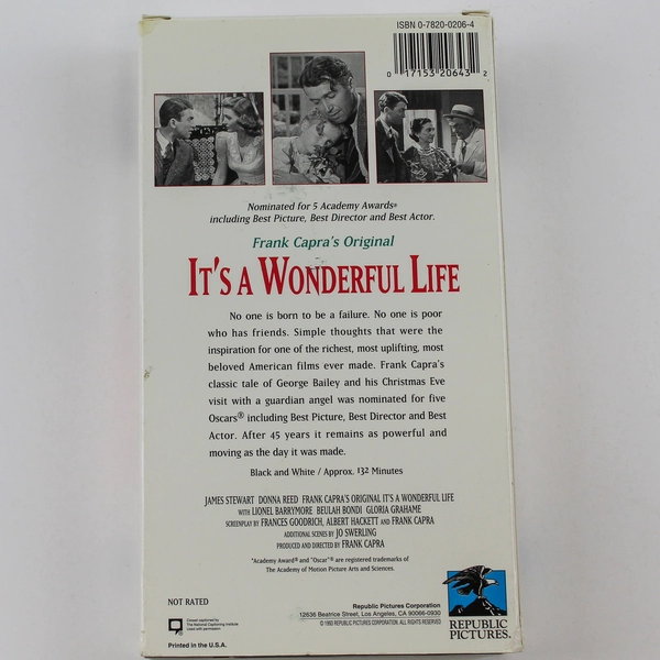 It's a Wonderful Life VHS Original Uncut 1980 James Stewart Donna Reed