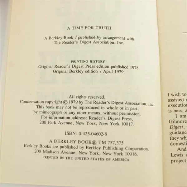 A Time for Truth William E. Simon Berkley Reader's Digest Condensed Political