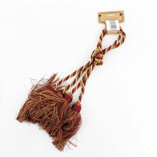 Lot of 8 Burgundy And Gold Cord Chair Ties With Tassels 40"