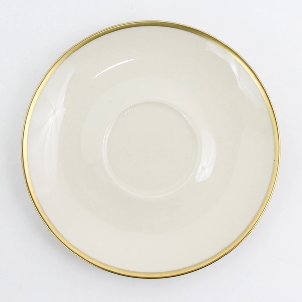 4 Gorham Fine China Footed Cup and Saucer Sets Beige With Gold Trim