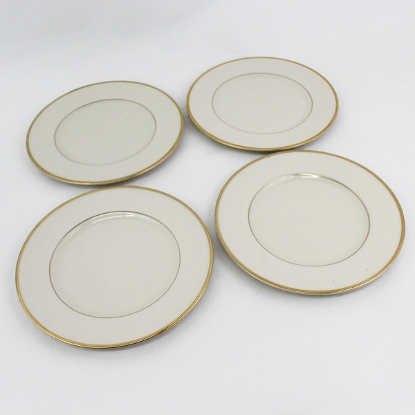 Set of 4 Gorham Fine China Gorham Gold Rim 8" Salad Plates