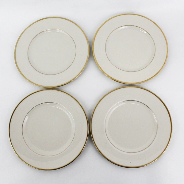 Set of 4 Gorham Fine China Gorham Gold Rim 8" Salad Plates