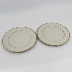 Set of 2 Gorham Fine China Gorham Gold Rim 10.5" Dinner Plate