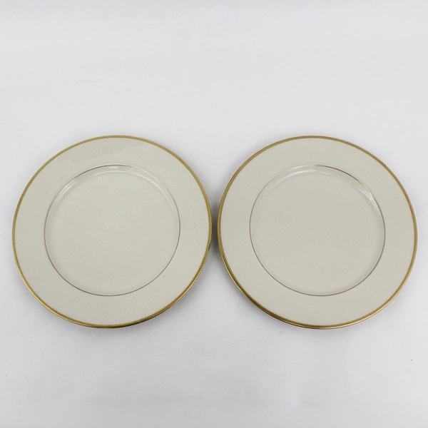 Set of 2 Gorham Fine China Gorham Gold Rim 10.5" Dinner Plate