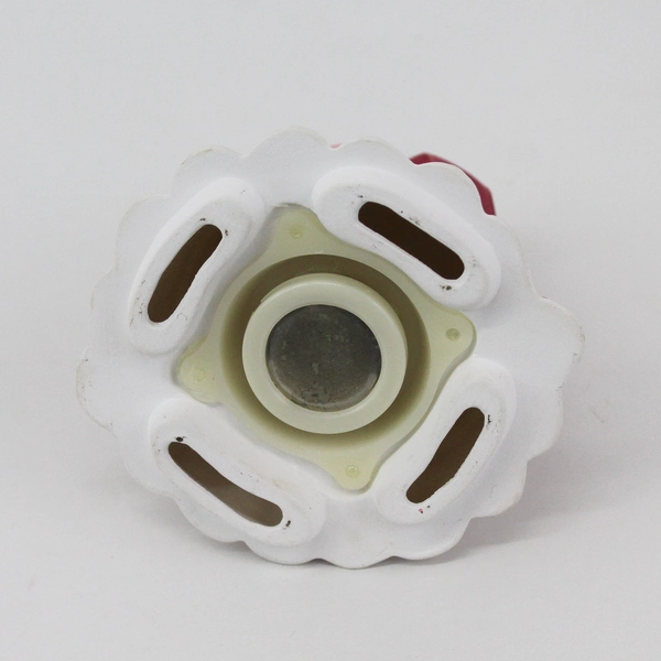 Vintage Quilted Pattern Ceramic Bell Ornament Pink White Burgundy With Hearts