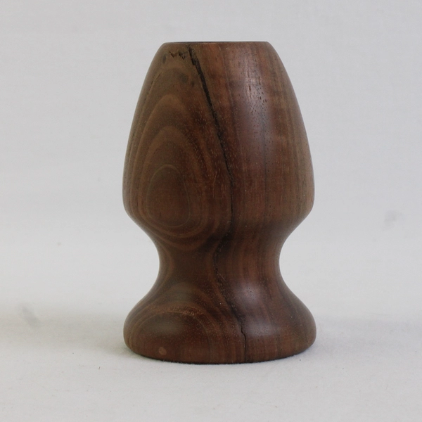 Vintage Carved Wooden Taper Candle Holder Signed GLM 3.5"