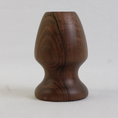Vintage Carved Wooden Taper Candle Holder Signed GLM 3.5"