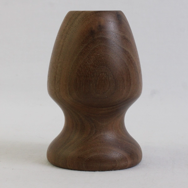 Vintage Carved Wooden Taper Candle Holder Signed GLM 3.5"