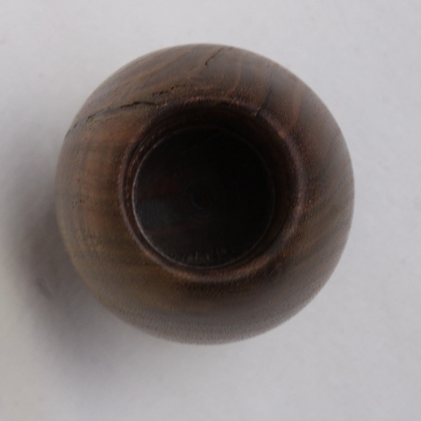 Vintage Carved Wooden Taper Candle Holder Signed GLM 3.5"