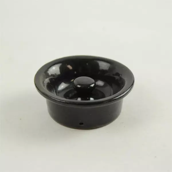 Vintage Black Glossy Ceramic Teapot w/ Lid Collectible