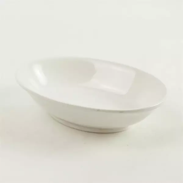 White Ceramic Oval Soap Dish Bathroom Counter Sink Tray 5.75in