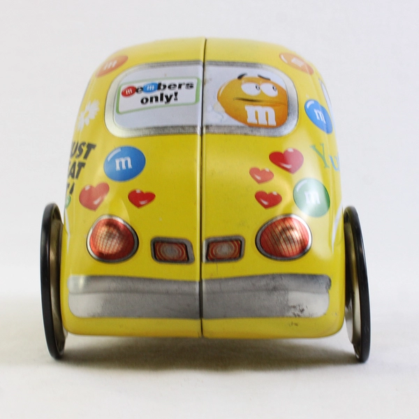M&Ms Car Shaped Metal Tin Yellow Candy Empty