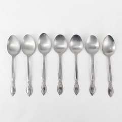 Set of 7 Rogers Co. RG1 Stainless Tablespoons Floral Center