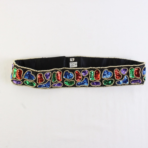 Vintage La Regale Sequin Detail Belt Hook & Loop Closure Women's Large