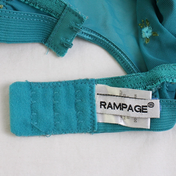 Rampage Teal Tulle Embroidered Flowers Sheer Cami Women's Medium FLAWED