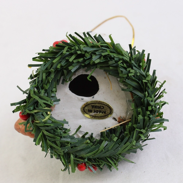 Santa Teddy Bear With Train On Wreath Ornament