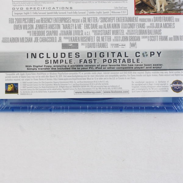 Marley & Me (Blu-ray 2008) New Sealed