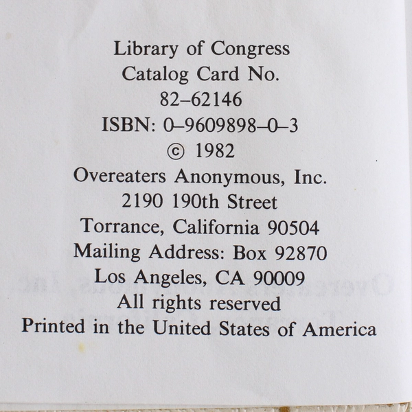For Today, Overeaters Anonymous World Services, Inc. Pocket Hardcover 1982