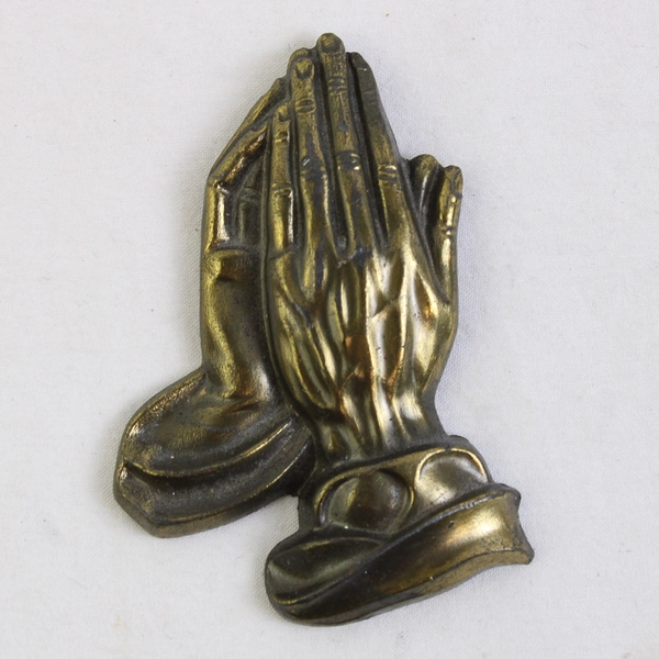 Small Vintage Praying Hands Brass Ornament Wall Hanging