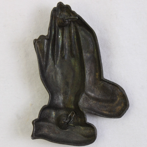 Small Vintage Praying Hands Brass Ornament Wall Hanging