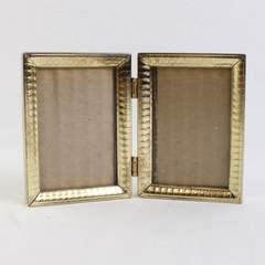Vintage Hinged Bifold Picture Frame 2 x 3 Gold Tone Metal Ornate