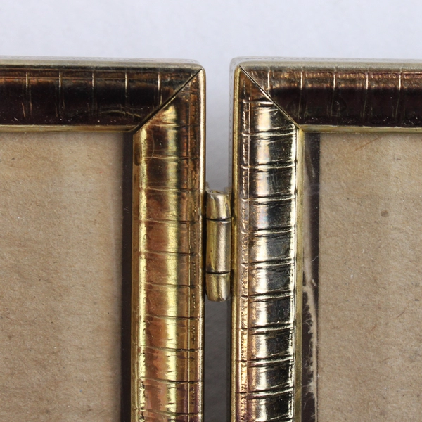 Vintage Hinged Bifold Picture Frame 2 x 3 Gold Tone Metal Ornate