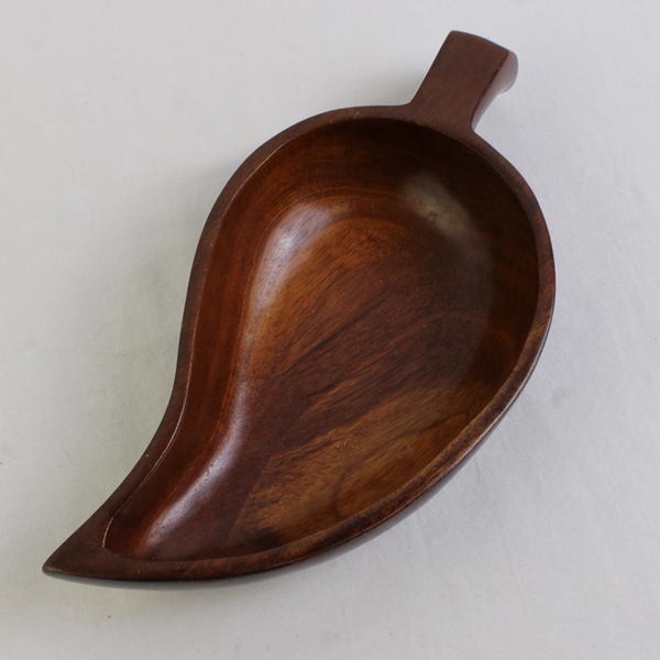 Monkey Pod Wood Leaf Shaped Nut Candy Dish  