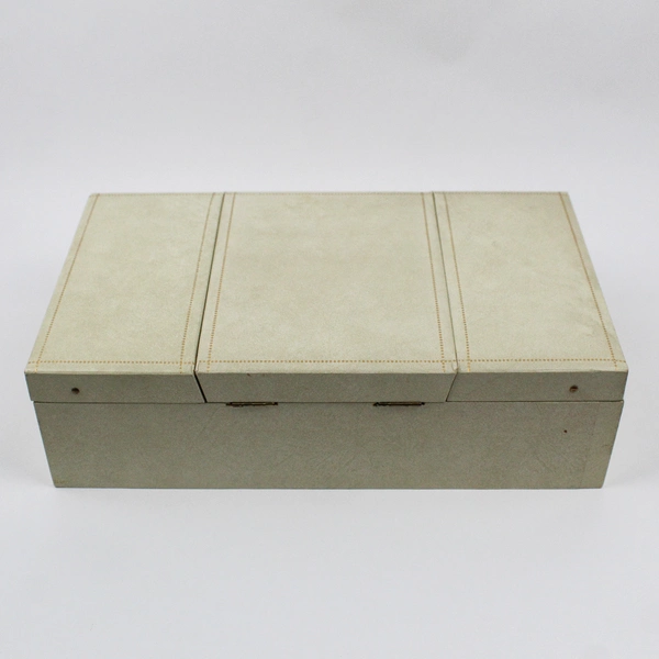 VTG 60's Mele & Co. Cream Jewelry Box with Red Velvet Interior Lockable w/ Key