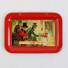 Vintage 1950s Miller High Life Beer Tin Hanging Advertising Tip Tray