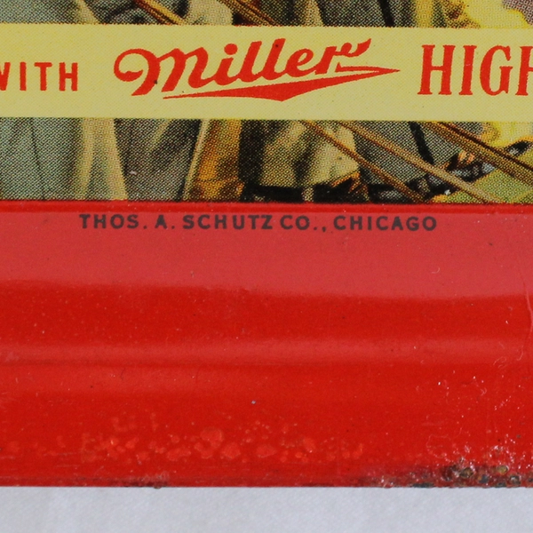 Vintage 1950s Miller High Life Beer Tin Hanging Advertising Tip Tray