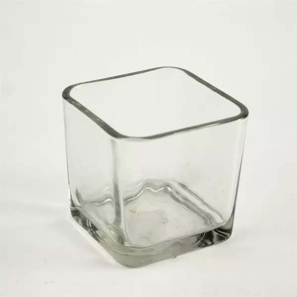 Libbey Clear Glass Cube Votive Candle Holder 3.5in Minimalist 