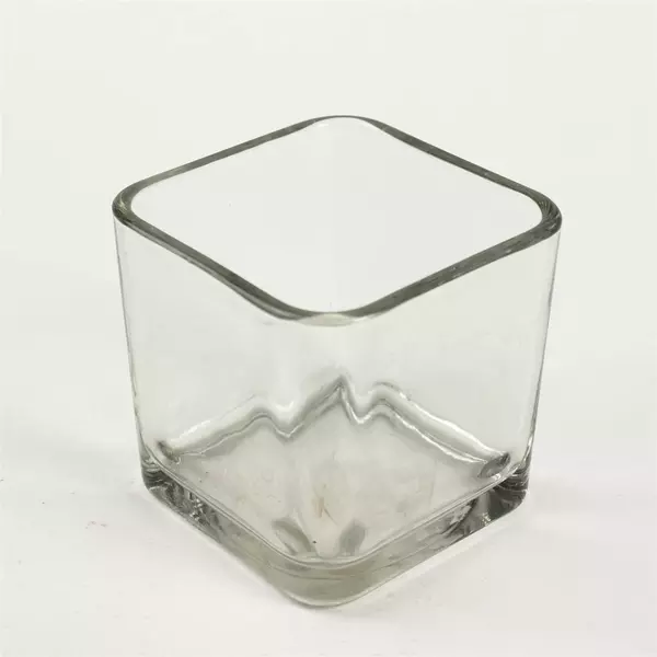 Libbey Clear Glass Cube Votive Candle Holder 3.5in Minimalist 