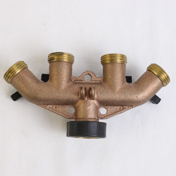 Orbit 4 Outlet Brass Hose Faucet Manifold with 4 Shut Off Valves