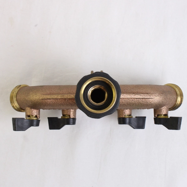 Orbit 4 Outlet Brass Hose Faucet Manifold with 4 Shut Off Valves