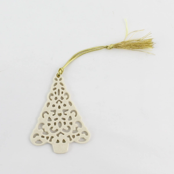 Lenox China Pierced Christmas Tree Ornament Porcelain with Gold Cord